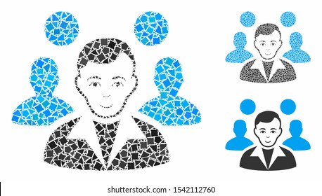 Staff leader mosaic of tuberous elements in different sizes and color tones, based on staff leader icon. Vector uneven elements are combined into mosaic.