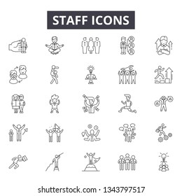 Staff line icons for web and mobile design. Editable stroke signs. Staff  outline concept illustrations