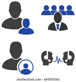 Staff Management flat vector pictogram set. An isolated icons on a white background.