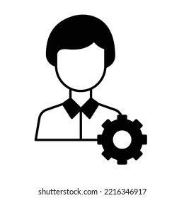 Icono de vector de semimpaginación de la administración del personal que puede modificarse fácilmente

