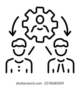 Staff management icon in linear style 