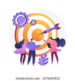 Staff management, perspective definition, target orientation. Teamwork organization. Business coach, company executive and personnel cartoon characters. Vector isolated concept metaphor illustration.