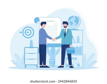 Staff management  perspective definition  target orientation. teamwork organization trending concept flat illustration