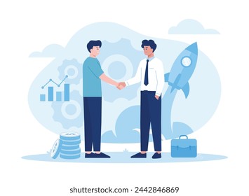 Staff management  perspective definition  target orientation. teamwork organization trending concept flat illustration