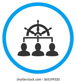 Staff Management vector icon. Style is bicolor flat circled symbol, blue and gray colors, rounded angles, white background.