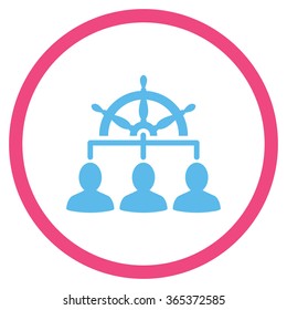 Staff Management vector icon. Style is bicolor flat circled symbol, pink and blue colors, rounded angles, white background.