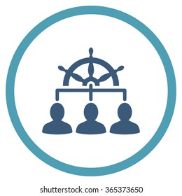 Staff Management vector icon. Style is bicolor flat circled symbol, cyan and blue colors, rounded angles, white background.
