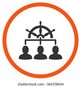 Staff Management vector icon. Style is bicolor flat circled symbol, orange and gray colors, rounded angles, white background.