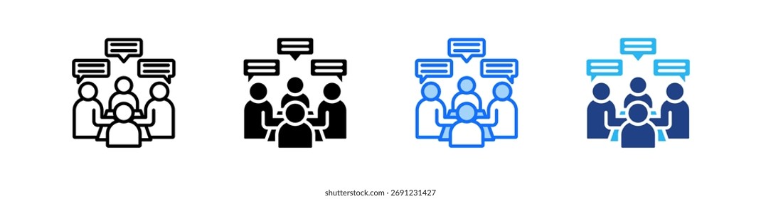 Staff Meeting Icon Set Multiple Style Collection