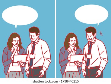 staff meeting  with speech balloon, Vector illustration