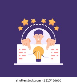 a staff member or employee presents an idea. presentation or convey information. innovative and creative concept. the manager provides an idea or solution. vector illustration design. ui elements