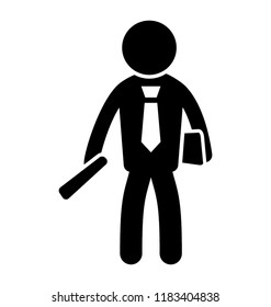 A staff member standing while holding document and portfolio 