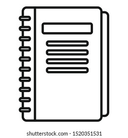 Staff notebook icon. Outline staff notebook vector icon for web design isolated on white background