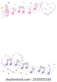 Personal y notas y decoración de estrellas ilustración de fondo de frontera
