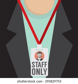 Staff Only Lanyard Vector Illustration