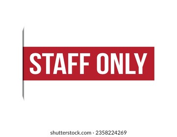 staff only red vector banner illustration isolated on white background