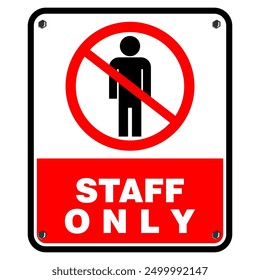 Staff Only, sign and sticker vector