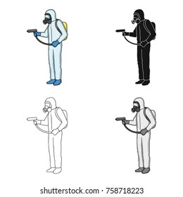 Staff in overalls single icon in cartoon,black,outline,monochrome style for design.Pest Control Service vector symbol stock illustration web.