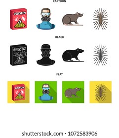 Staff, packing with poison and pests cartoon,black,flat icons in set collection for design. Pest Control Service vector symbol stock web illustration.