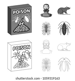 Staff, packing with poison and pests outline,monochrome icons in set collection for design. Pest Control Service vector symbol stock web illustration.