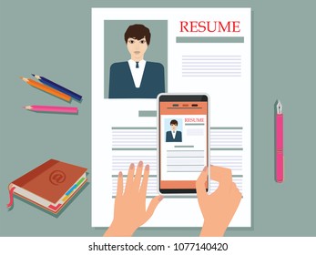 Staff reserve - mailing summary by email smartphone - art abstraction vector illustration
