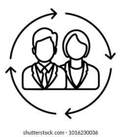 
Staff resource. Line icon human assets
