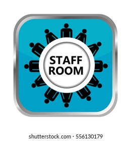 Staff room blue button on white background