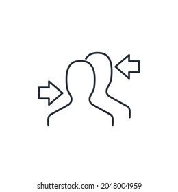 Staff rotation. Updating the control resource. New brains. Vector linear icon isolated on white background.
