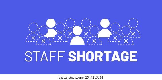 Staff shortage concept. Minimal vector illustration for recruiting problem. Abstract icons with absent people. Labor and personell crisis.