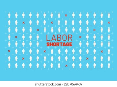 Staff shortage concept. Vector illustration. Recruiting problem. Geometrical pattern with absent chain elements with human icons. Labor and personell crisis.