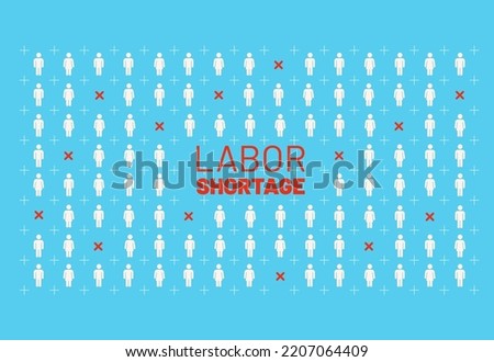 Staff shortage concept. Vector illustration. Recruiting problem. Geometrical pattern with absent chain elements with human icons. Labor and personell crisis.