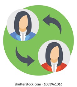 
Staff switching flat icon. Replacing employee 
