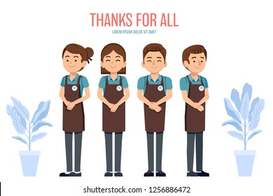 Staff thank customers for using the shop, cafe, mall, supermarket and all to Throughout the years. Get all comments and thanks for using service. Quality work man to ensure customer satisfaction.