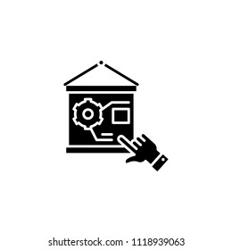 Staff training black icon concept. Staff training flat  vector symbol, sign, illustration.