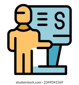 Staff training icon outline vector. Course seminar. Meeting group color flat