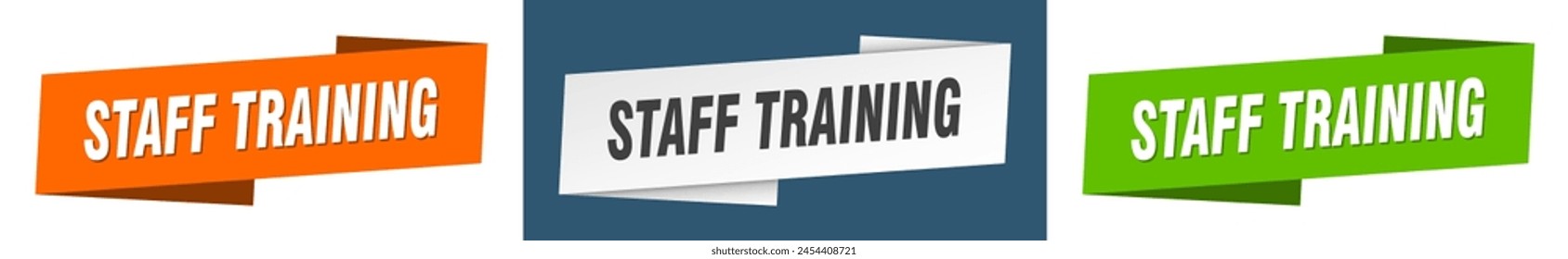 staff training ribbon label sign set. staff training banner