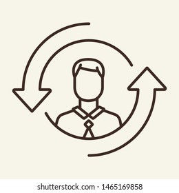 Staff updating  vector line icon. Personnel, change, new. Human resource concept. Vector illustration can be used for topics like rotation, HR, staff
