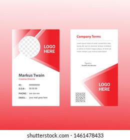 staff user id card realistic set with male and female photo templates isolated illustration - Vector