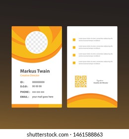 staff user id card realistic set with male and female photo templates isolated illustration - Vector
