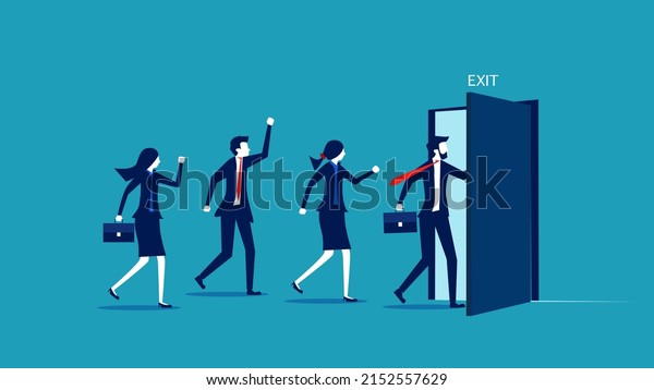 Staff Walked Towards Exit Door Employees Stock Vector (Royalty Free ...