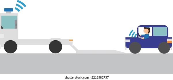 The staff who puts the car on the tow truck by remote control