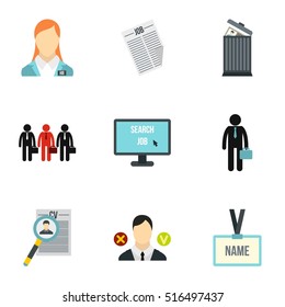 Staffing Agency Icons Set. Flat Illustration Of 9 Staffing Agency Vector Icons For Web