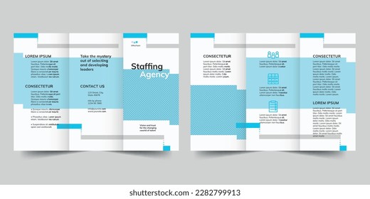 Staffing Agency trifold brochure template. A clean, modern, and high-quality design tri fold brochure vector design. Editable and customize template brochure