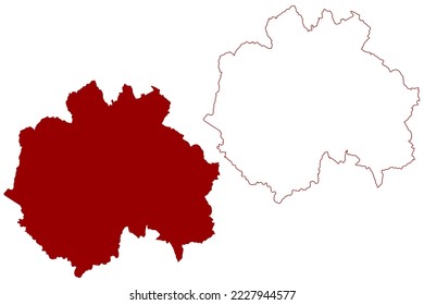 Stafford Non-metropolitan district, borough (United Kingdom of Great Britain and Northern Ireland, ceremonial county Staffordshire or Staffs, England) map vector illustration, scribble sketch map