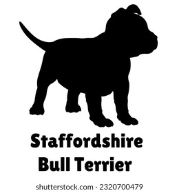  Staffordshire Bull Terrier Dog puppies silhouette. Baby dog silhouette. Puppy