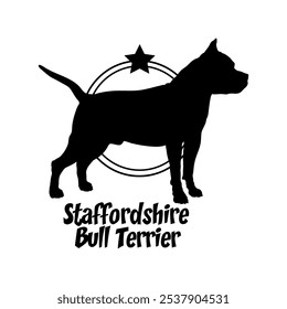 Staffordshire Bull Terrier dog silhouette,  dog, dog breeds, logo, vector, silhouette, logo design, animal, illustration, icon, sign, design, black,  symbol, pet