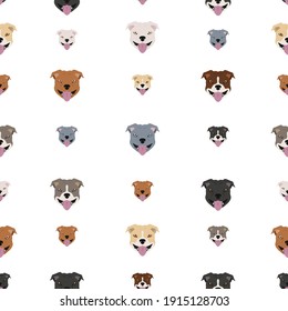 Staffordshire bull terrier seamless pattern. Staffy characters set.  Vector illustration