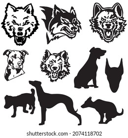 Staffordshire bull terrier seamless pattern. Staffy characters set. Vector illustration
