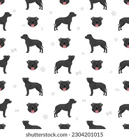 Staffordshire bull terrier seamless pattern.  Vector illustration