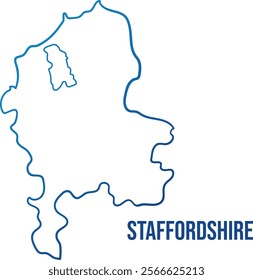 Staffordshire ceremonial county and Stoke-on-Trent U.A. map. Smooth simplified abstract outline blue gradient map. Use for wall art, travel blog, news article